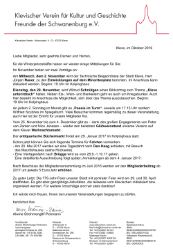 Klevischer Verein / Termine / Mitgliederrundschreiben von Oktober