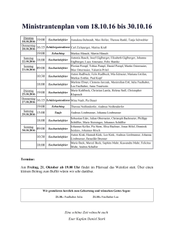 Ministrantenplan vom 18.10.16 bis 30.10.16