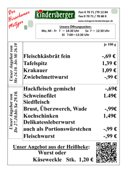 Angebot vom 24.10. - Metzgerei Kindersberger