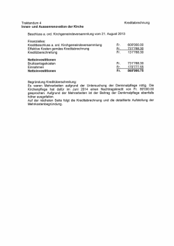 Traktandum 4: Kreditabrechnung Innen - Pfarrei Wölflinswil