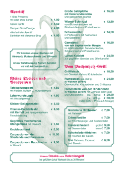 Speisekarte - Ansitz zum Schmied