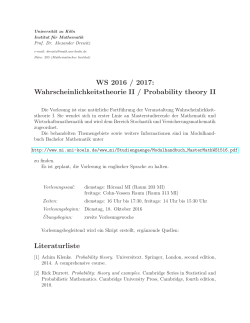 WS 2016 / 2017: Wahrscheinlichkeitstheorie II / Probability theory II
