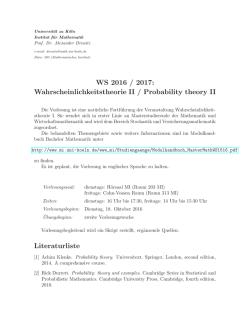 WS 2016 / 2017: Wahrscheinlichkeitstheorie II / Probability theory II