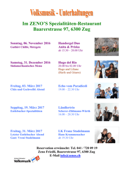 Im ZENO`S Spezialit&auml;ten-Restaurant Baarerstrasse 97 - VSV-Zug