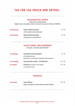 Stellen Sie sich Ihr persönliches Menu zusammen. Täglich frisch!