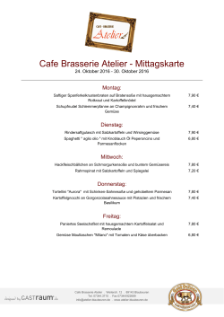Mittagskarte - Cafe Brasserie Atelier | Blaubeuren