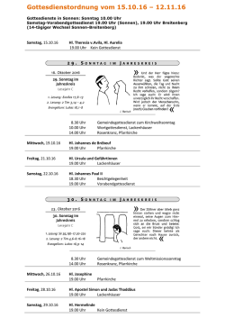 Gottesdienstordnung vom 15.10.16 &ndash; 12.11.16