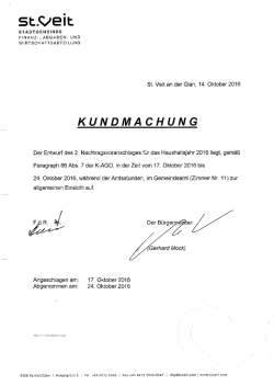 KM - 2. Nachtragsvoranschlag für das Haushaltsjahr 2016