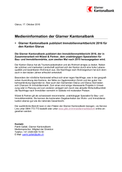 Medieninformation der Glarner Kantonalbank