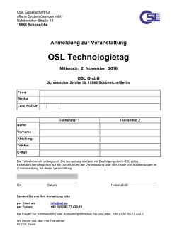 Anmeldung zur Veranstaltung OSL Technologietag