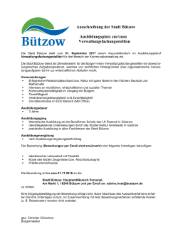 Ausschreibung der Stadt Bützow