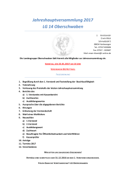 Jahreshauptversammlung 2017 LG 14 Oberschwaben