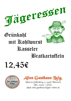 Gr&uuml;nkohl mit Kohlwurst Kasseler Bratkartoffeln - Altes-Gasthaus-Luig