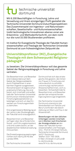 Universitätsprofessur (W2)„Evangelische Theologie