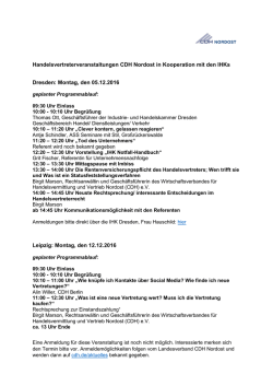 Handelsvertreterveranstaltungen CDH Nordost in