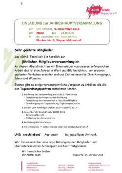 EINLADUNG zur JAHRESHAUPTVERSAMMLUNG - ADHS