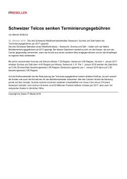 Schweizer Telcos senken Terminierungsgebühren
