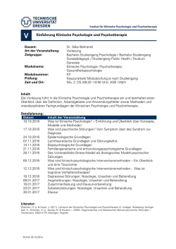 Einf&uuml;hrung Klinische Psychologie und Psychotherapie