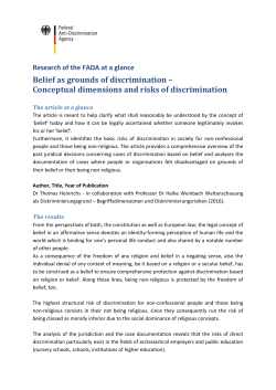 Belief as grounds of discrimination - Antidiskriminierungsstelle des