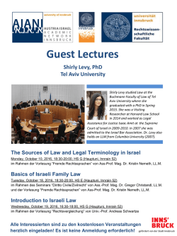 Guest Lectures Shirly Levy, PhD Tel Aviv University