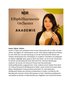 Ayano Tajima- Violine- wuchs in Tokyo auf und bekam ihren ersten