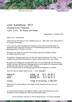 Lomi- Ausbildung 2017 - Lebenskunst Badenweiler