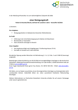 einer Reinigungskraft - Hochschule Geisenheim University