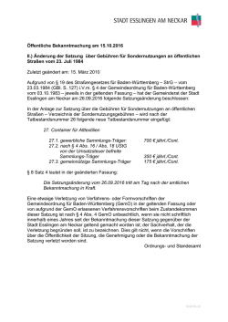 II.) &Auml;nderung der Satzung &uuml;ber Geb&uuml;hren f&uuml;r Sondernutzungen an