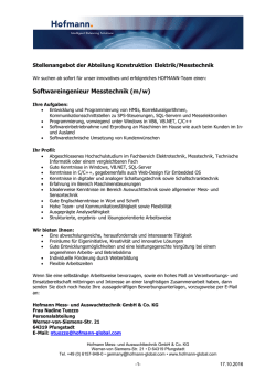 Softwareingenieur Messtechnik (m/w) - Hofmann Mess