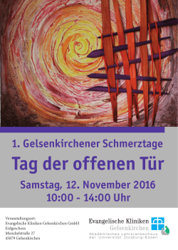 1. Gelsenkirchener Schmerztage Samstag, 12. November 2016 10