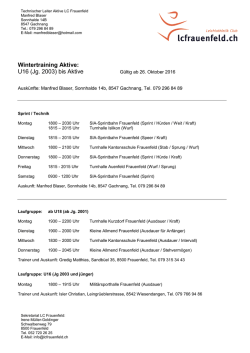 Trainingszeiten Aktive