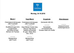 Menüplan Cafeteria 24.10. - 30.10.2016