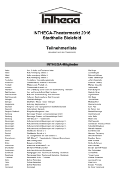 INTHEGA-Theatermarkt 2016 Stadthalle Bielefeld Teilnehmerliste