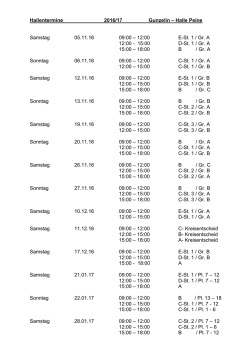 Hallentermine 2016/17 Gunzelin &ndash; Halle Peine Samstag 05.11.16