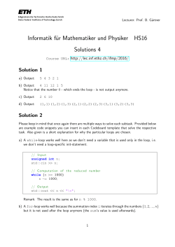 Informatik für Mathematiker und Physiker HS16 Solutions 4