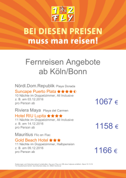 1067 € 1158 € 1166 € Fernreisen Angebote ab Köln/Bonn