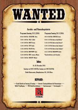 Flyer Fitalis Wanted 2016 - Fitalis Fitnesscenter Bern