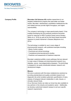 Company Profile Biocrates Life Sciences AG