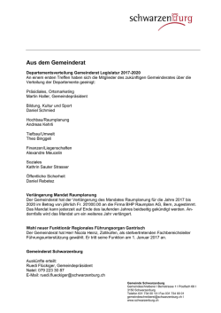 Aus dem Gemeinderat - Gemeinde Schwarzenburg