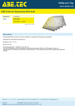 Gültig zum Tag: www.abetec.biz ESD Folie für Dokumente M10-S-00