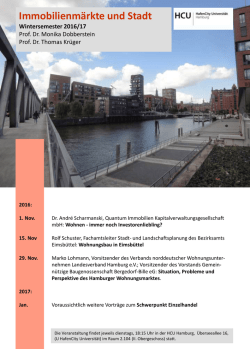 Immobilienm&auml;rkte und Stadt - HafenCity Universit&auml;t Hamburg