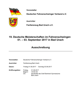 03. September 2017 in Bad Urach Ausschreibung