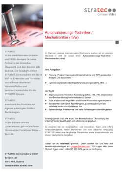Automatisierungs-Techniker / Mechatroniker (m/w)