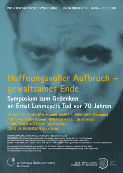 symposium zum Gedenken an ernst lohmeyers Tod vor 70 Jahren