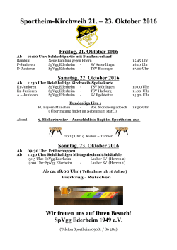 Sportheim-Kirchweih 21. – 23. Oktober 2016