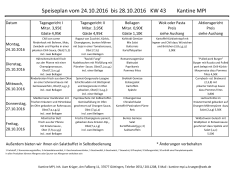 Speiseplan vom 24.10.2016 bis 28.10.2016 KW 43 Kantine MPI