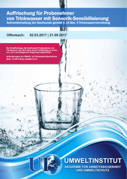 Auffrischung für Probenehmer vom Trinkwasser mit Sensorik