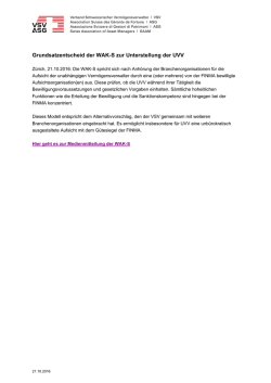 Grundsatzentscheid der WAK-S zur Unterstellung der UVV