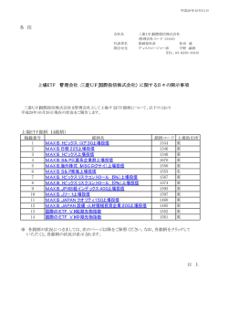 上場ETF銘柄（14銘柄） 各 位 上場ETF （管理会社：三菱UFJ国際投信