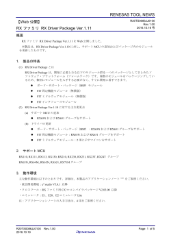 【Web公開】RXファミリ RX Driver Package Ver.1.11